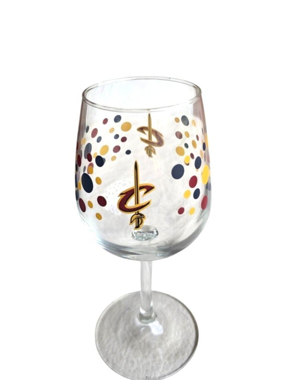 Cleveland Cavaliers Polka Dot Wine Glass 12oz NBA New